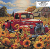 Vintage Truck & Sunflowers - Square