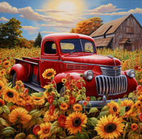 Vintage Truck & Sunflowers